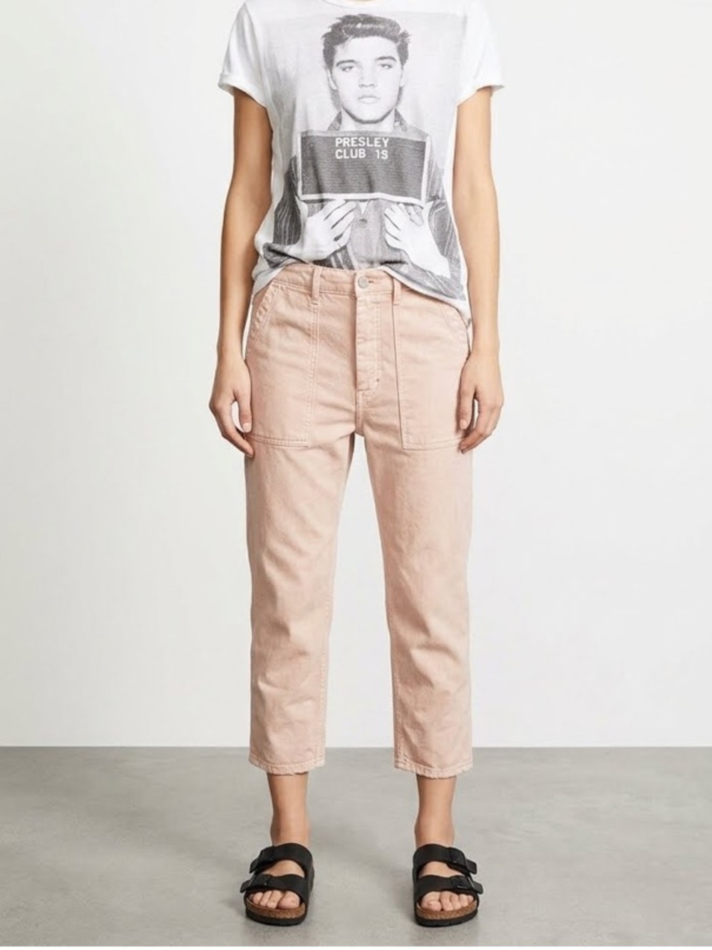 THE GREAT. Linen Ric Rac Army Cargo Straight Leg Pants Size 26 Pastel Blush Pink